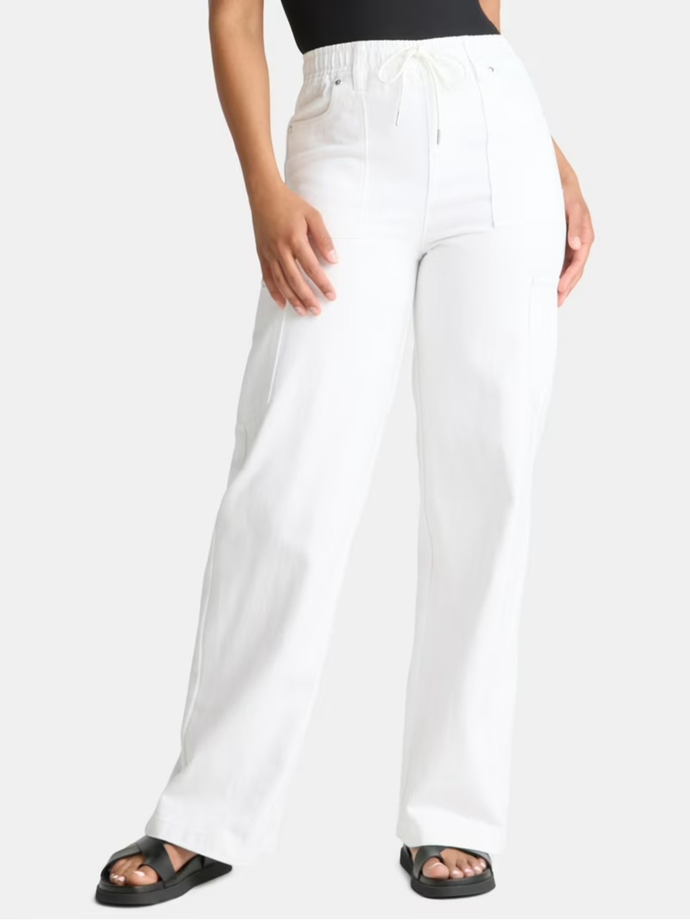 NWT Madden NYC White Drawstring Cargo Wide Leg 90’s Utility Jeans Medium